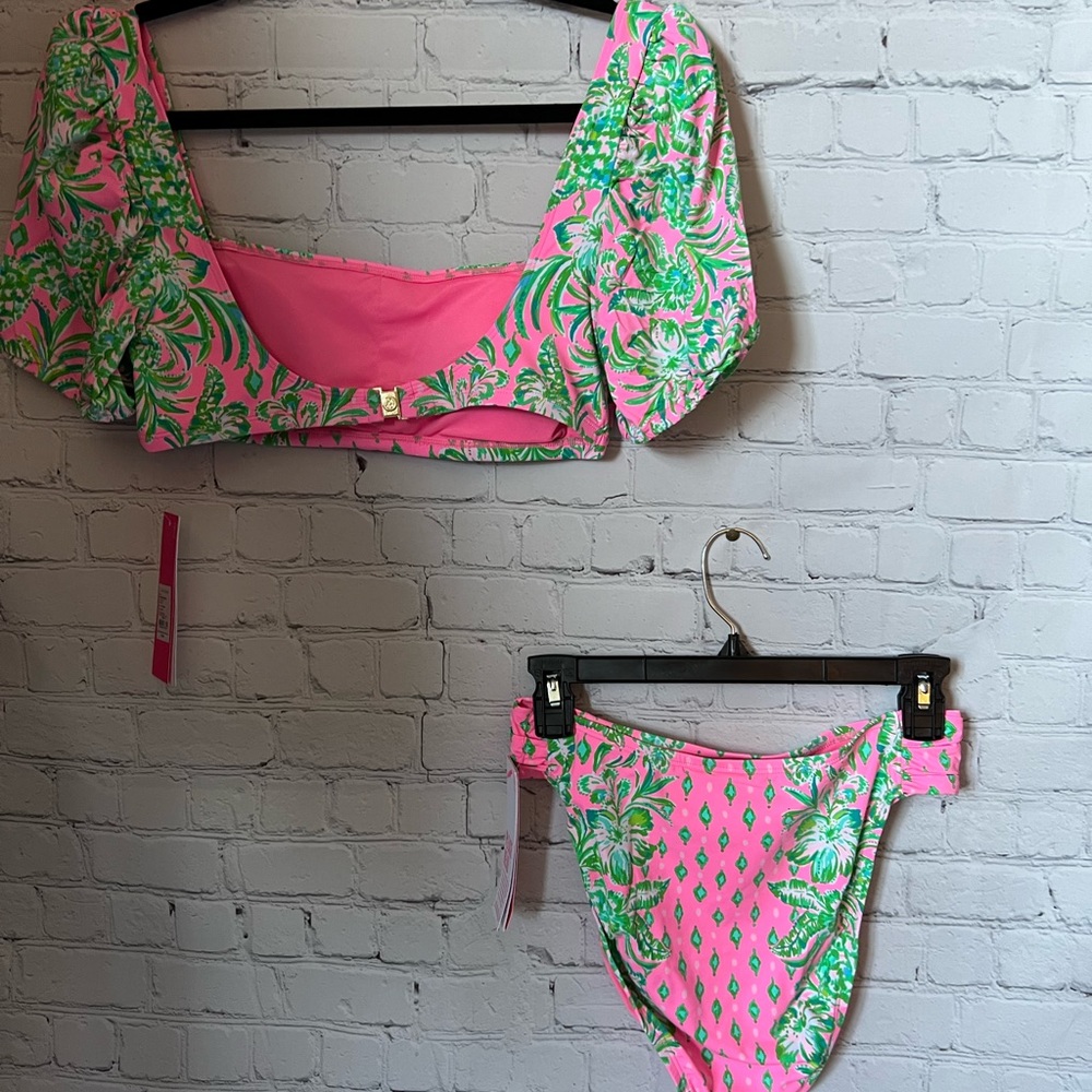 Lilly Pulitzer Puff Sleeve / high waist  Bikini 2 pc Set - Picture 8 of 12